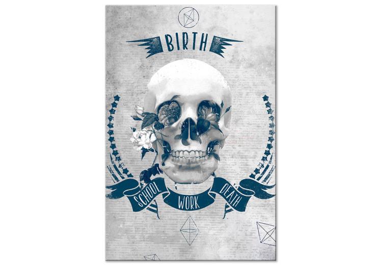 Canvas Print Skull and flowers - steam punk style graphic with English inscription