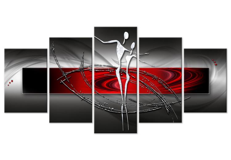 Canvas Print Tango (5 Parts) Wide Red