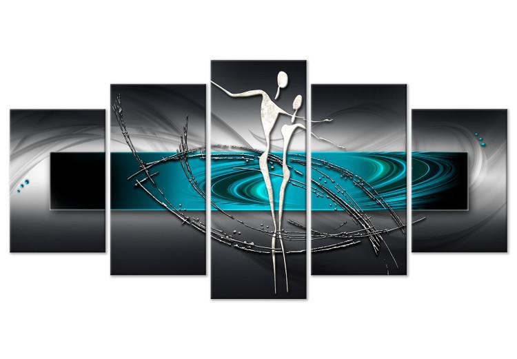 Canvas Print Tango (5 Parts) Wide Turquoise