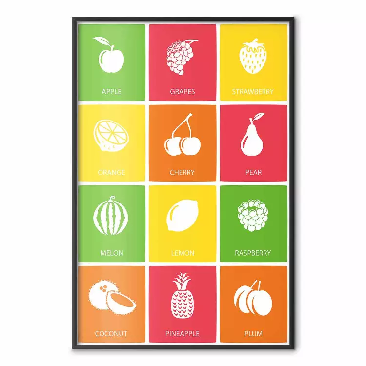 Colorful Fruits - board with colorful squares and fruit graphics