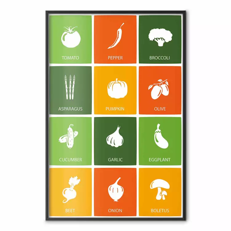 Colorful Vegetables - board with colorful squares and vegetable graphics