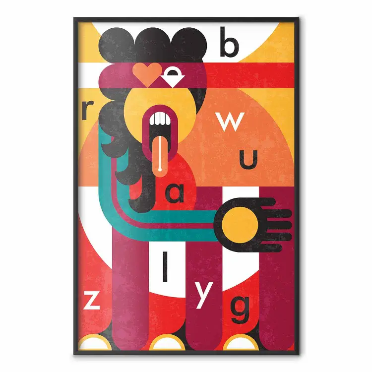 Art of Design - abstract figure and randomly placed letters