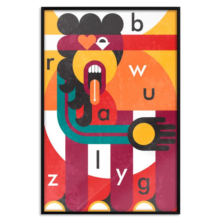Poster Art of Design - abstract figure and randomly placed letters