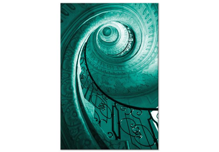 Canvas Print Spiral staircase - photograph of the staircase in turquoise colour