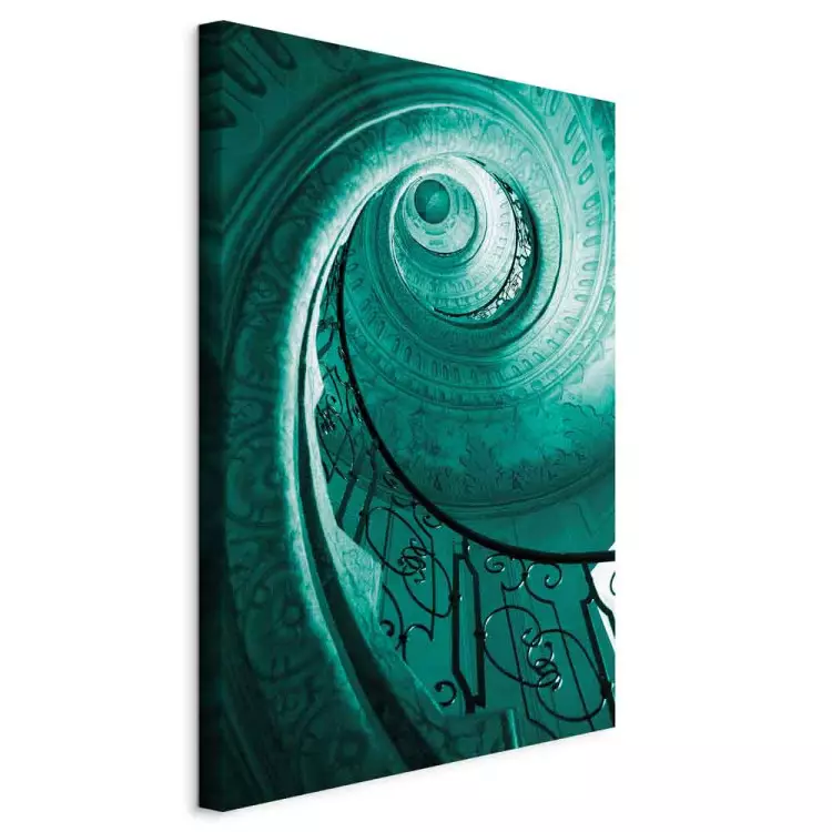 Spiral staircase - photograph of the staircase in turquoise colour
