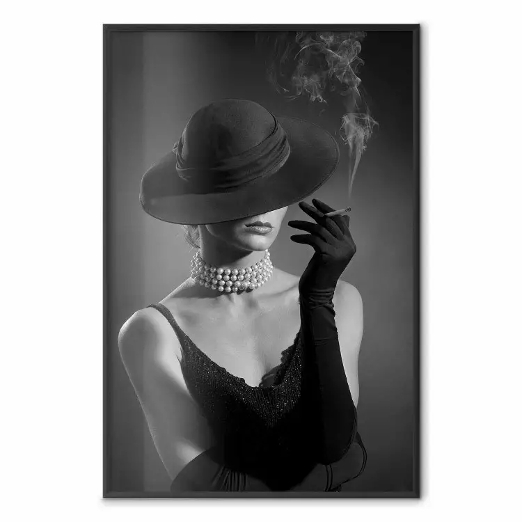 Black Elegance - elegant black and white portrait of woman with cigarette