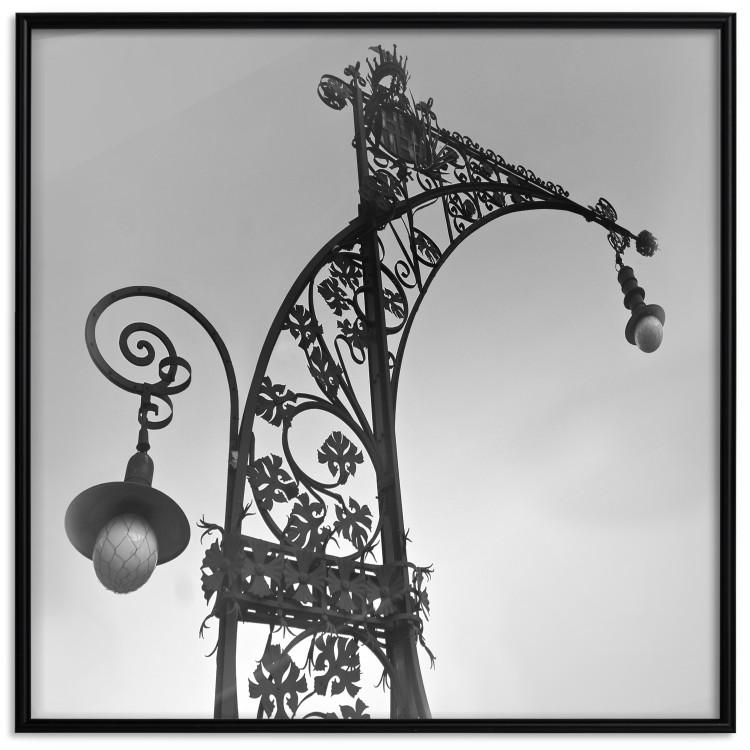 Poster Barcelona Lantern - black and white architecture of lamps in Spain