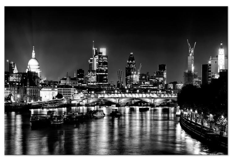 Canvas Print London Lights (1 Part) Wide Black and White