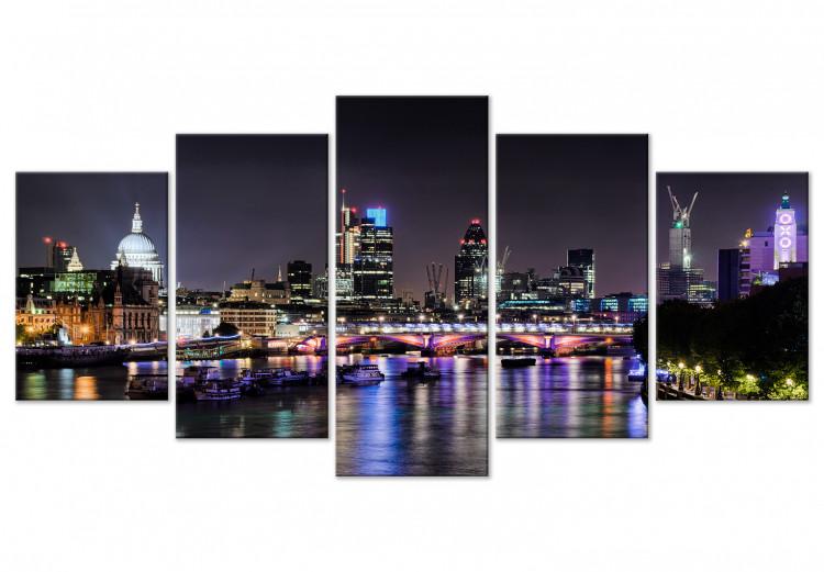 Canvas Print London at night - panorama from the Thames to the skyscrapers