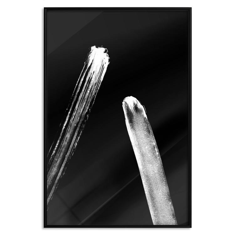 Poster Comets - galactic white line on black background in abstract style