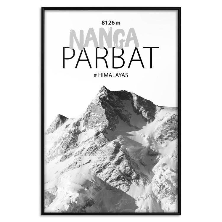 Poster Nanga Parbat - numbers and English captions on mountain landscape backdrop