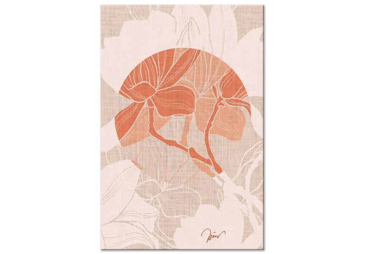 Canvas Print Canvas magnolia - japandi style orange flower print