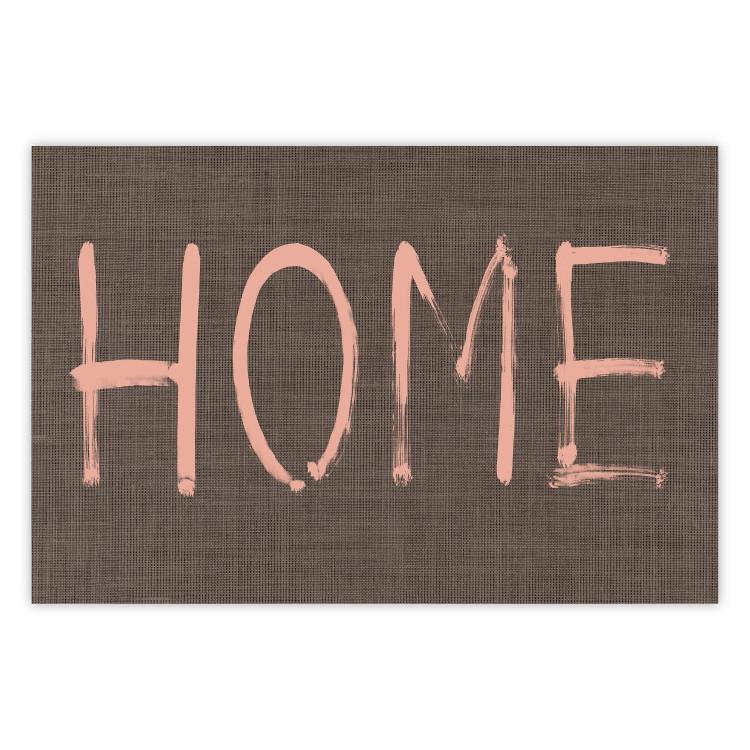 Poster At Home - pink English text on dark fabric texture