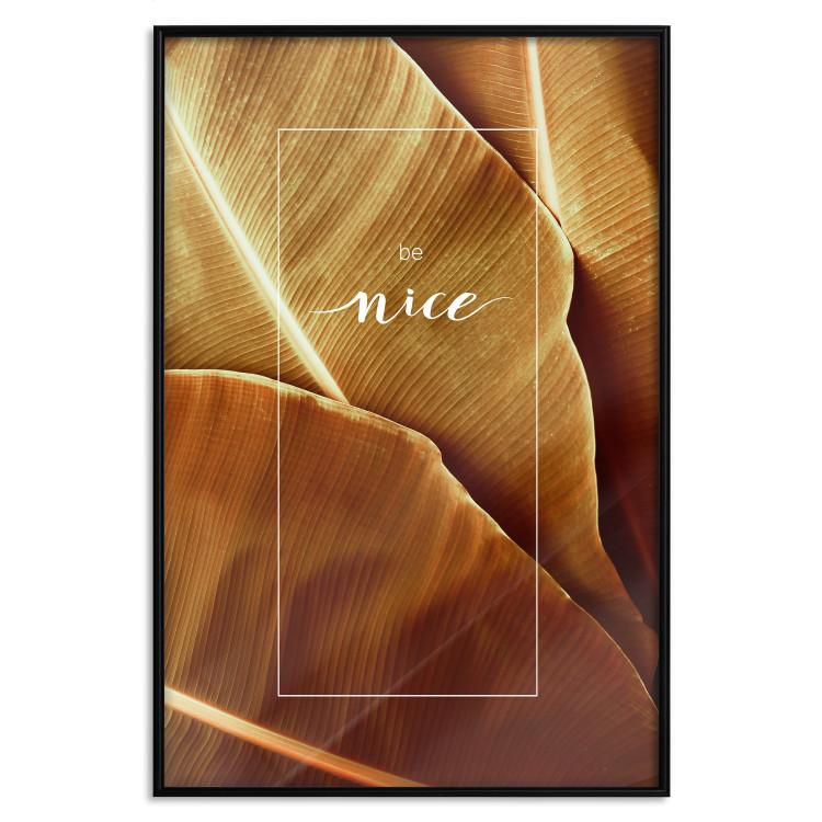 Poster Brown Leaf - stylish English text on background of golden leaves