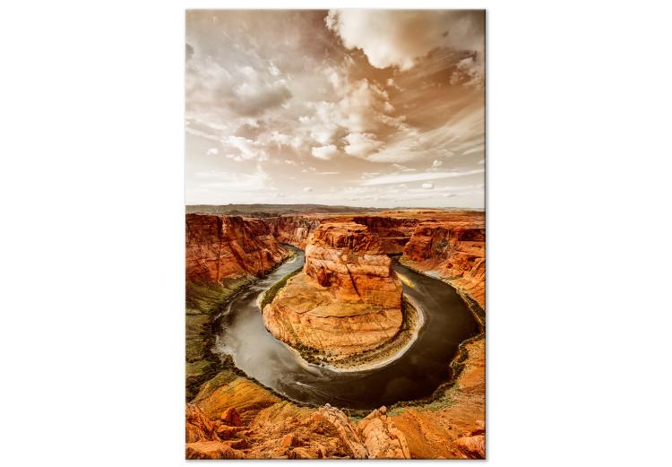 Canvas Print Horseshoe Bend - meander of Colorado River in the photo with mountains