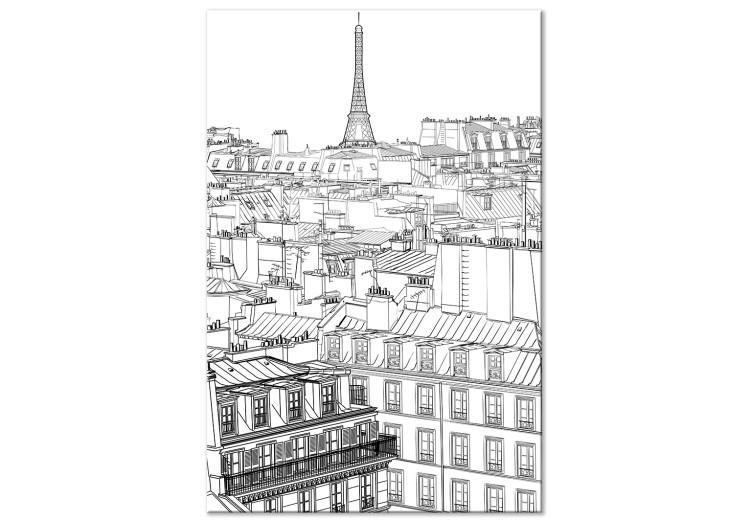 Canvas Print Drawn panorama of Paris - city landscape and the Eiffel Tower graphic