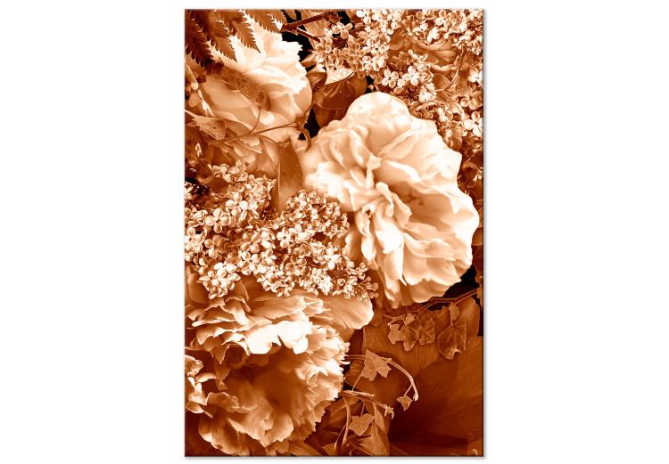 Canvas Print Autumn flowers in sepia - monochrome photo with a bouquet of flowers
