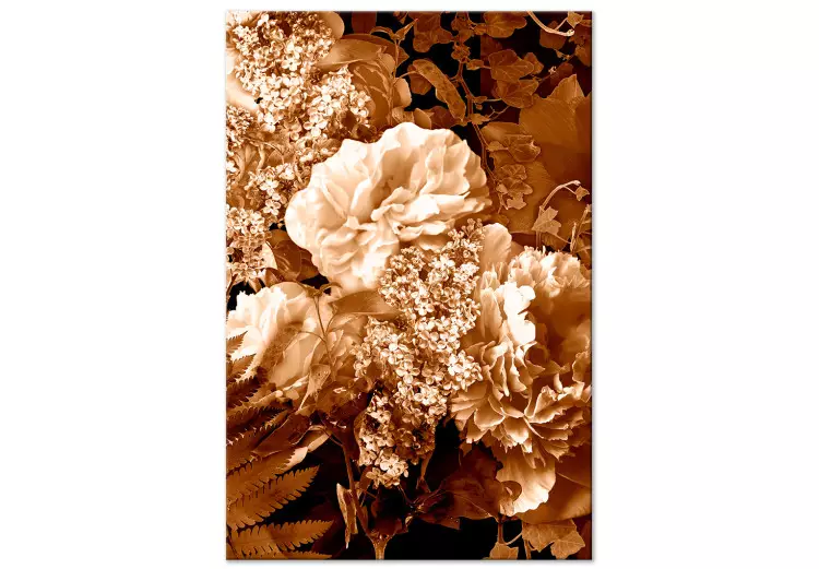 Canvas Print Autumn bouquet of flowers - a photograph of flowers in sepia colour