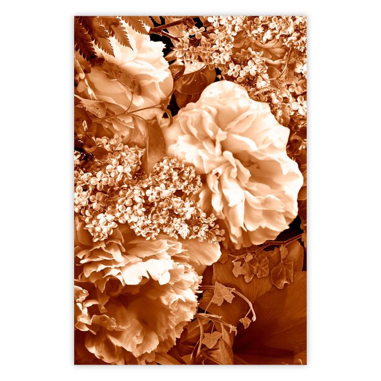 Poster Warm Scent - large and small plant flowers in autumn sepia tone