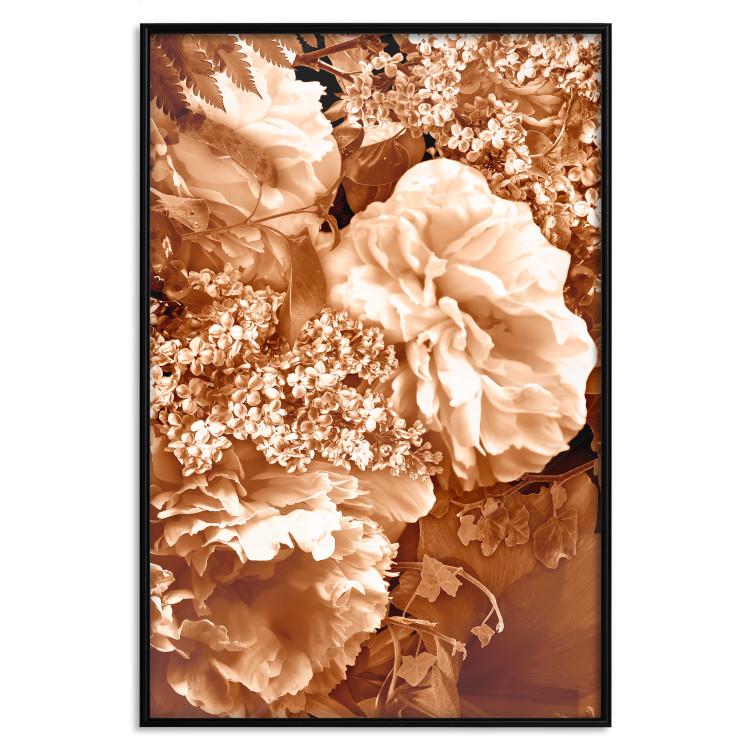 Poster Warm Scent - large and small plant flowers in autumn sepia tone