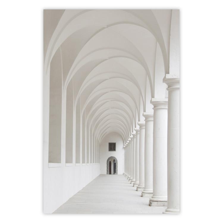 Poster Colonnade - building architecture with gray columns creating corridor