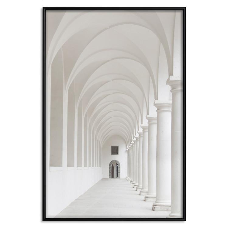 Poster Colonnade - building architecture with gray columns creating corridor