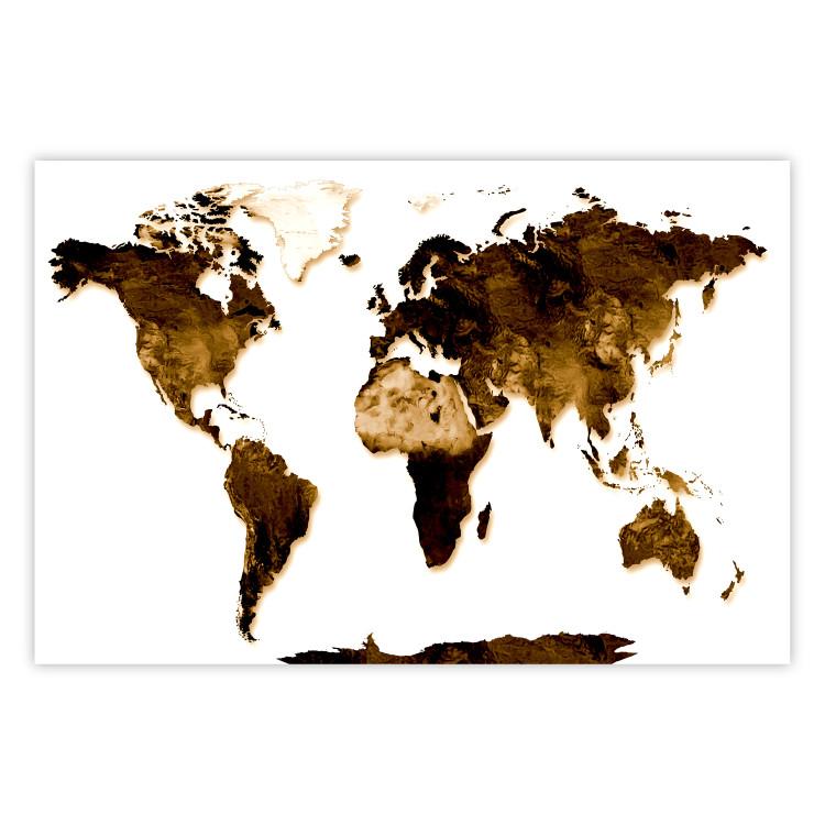 Poster My World - world map with brown-colored continents on white background