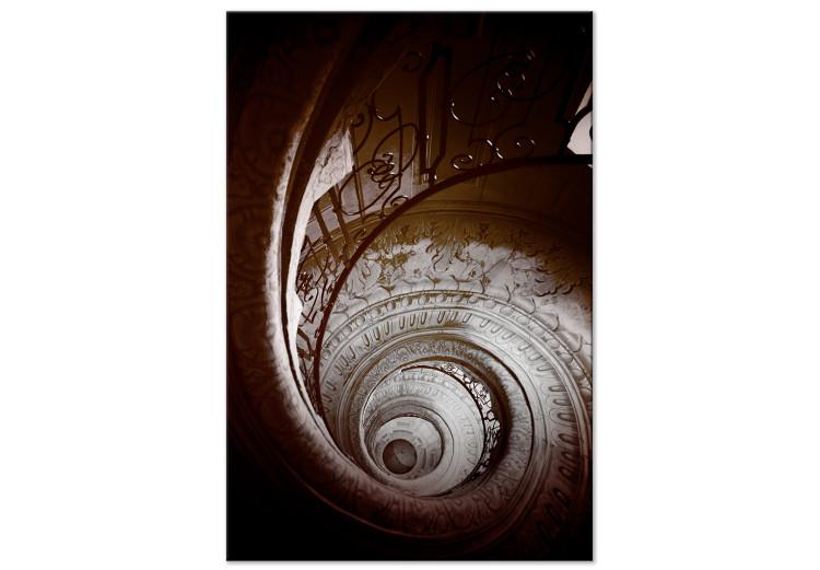 Canvas Print Spiral staircase with decorations - photograph of historic staircase
