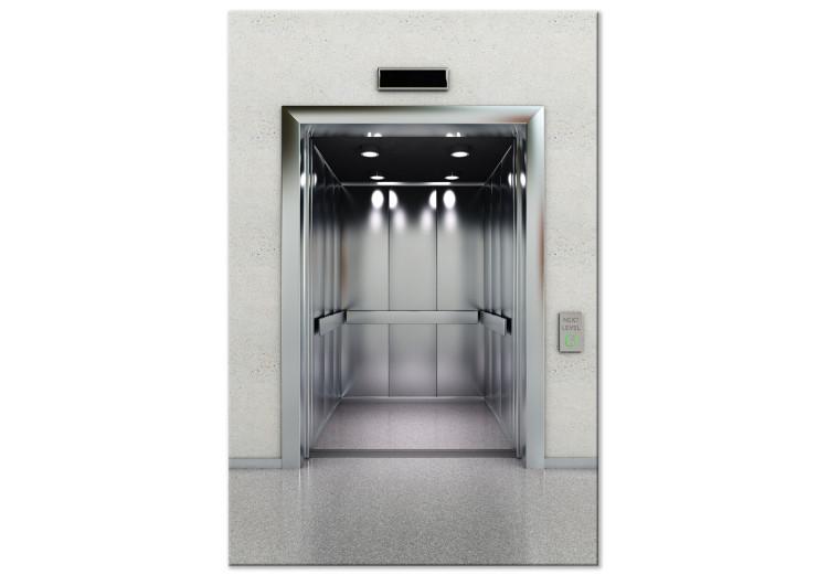 Canvas Print Modern elevator - grey colour photograph of office architecture