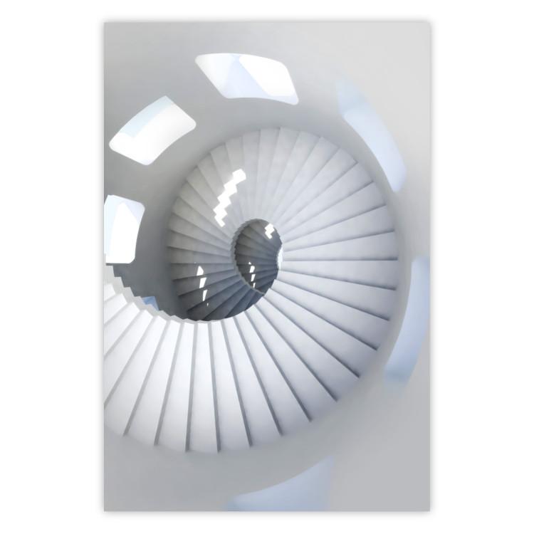 Poster Downward Path - architecture of white stairs in abstract motif