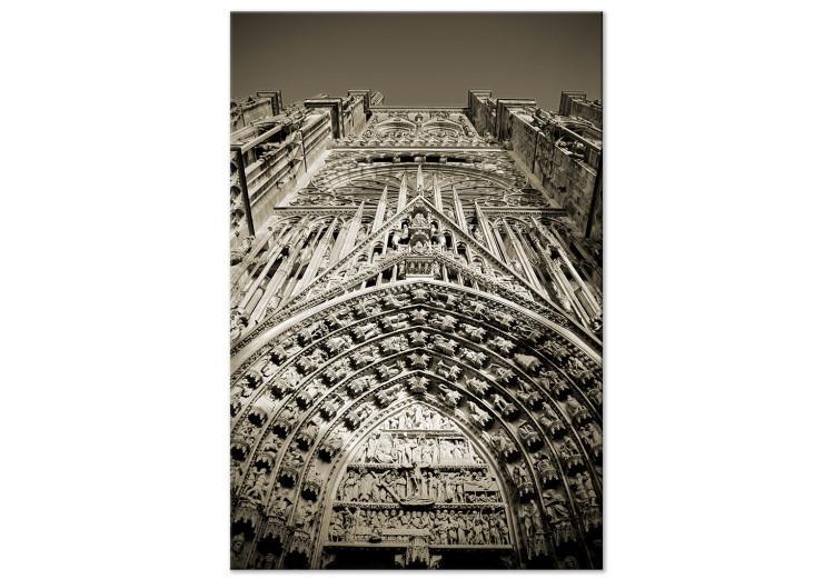 Canvas Print Notre Dame Cathedral portal - black and white Paris architecture photo