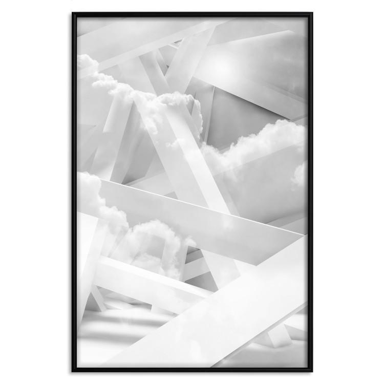 Poster Celestial Structure - white abstraction of clouds and geometric figures