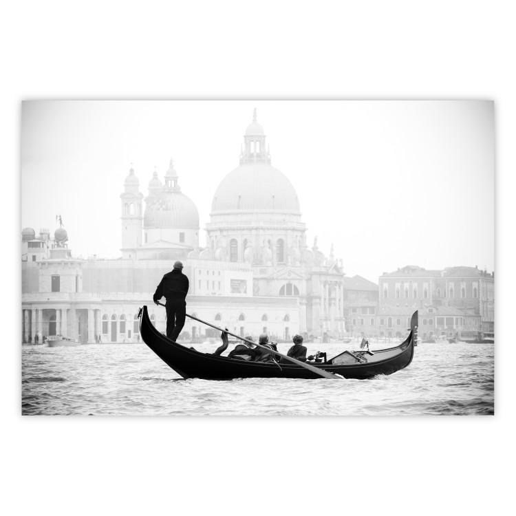 Poster Gondola Ride - photograph of Venice architecture in black and white motif