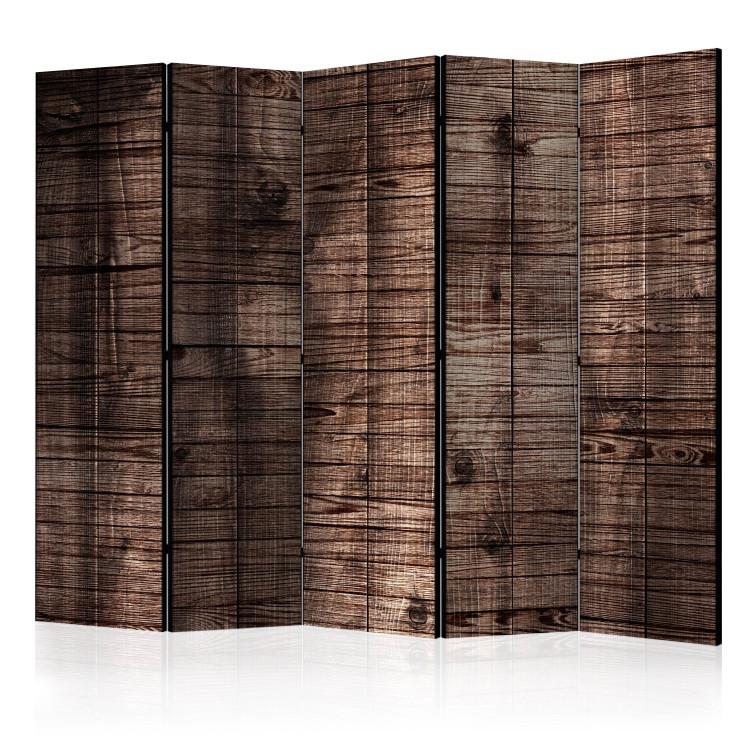 Room Divider Dark Brown Boards II - texture of a wooden board in retro style