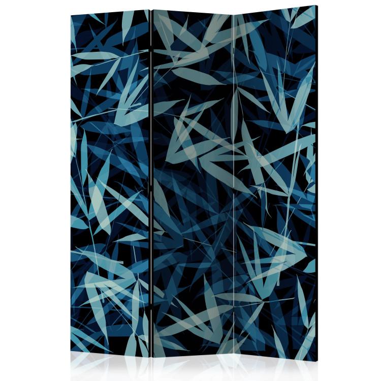 Room Divider Wild Nature at Night (3-piece) - pattern of green leaves in darkness