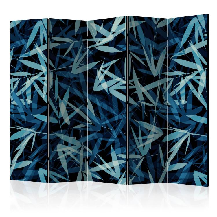 Room Divider Wild Nature at Night II (5-piece) - pattern of green leaves after dark