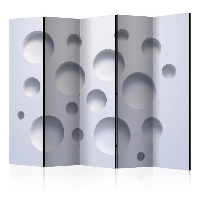 Room Divider Harmony of Modernity II (5-piece) - white abstraction in circles