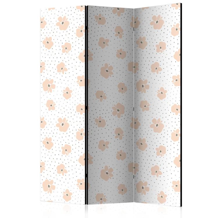 Room Divider Childish Blossoms (3-piece) - light background with pink floral petals