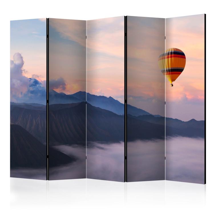 Room Divider Worth Dreaming II (5-piece) - mountain landscape and balloon against the sky