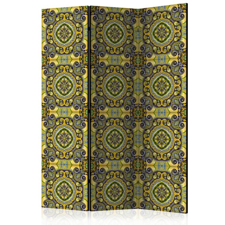 Room Divider Malachite Mosaic (3-piece) - colorful ethnic Zen-style pattern