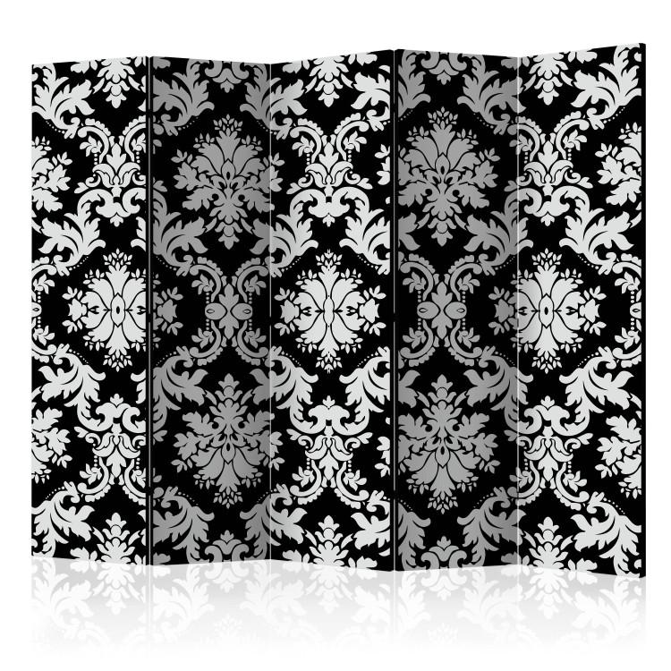Room Divider Touch of Elegance II (5-piece) - black-and-white baroque ornaments