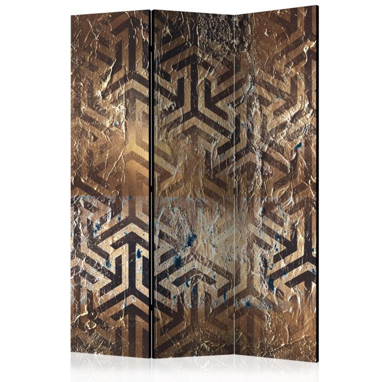 Room Divider Minotaur's Maze (3-piece) - geometric pattern in brown design