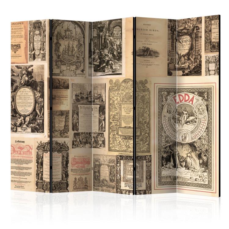 Room Divider Vintage Books II (5-piece) - background of old books in retro style
