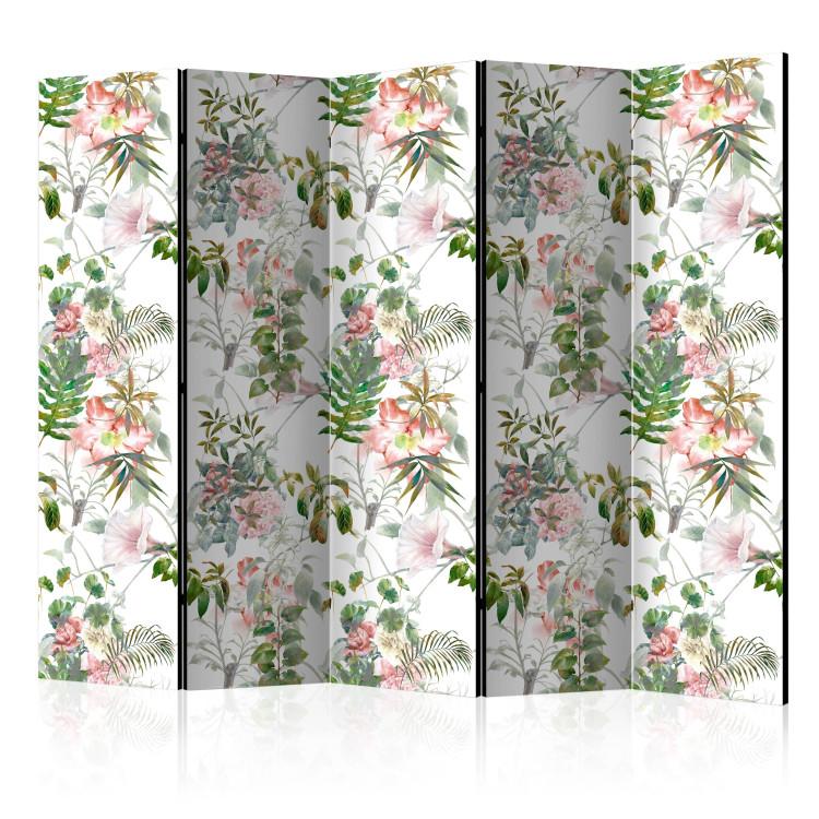 Room Divider Beautiful Garden II (5-piece) - tropical floral pattern