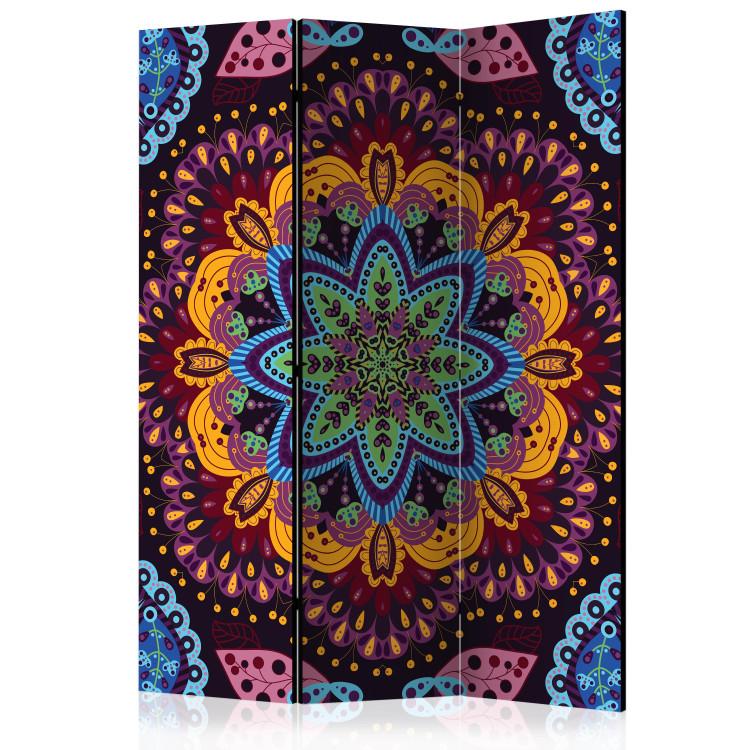 Room Divider Colorful Kaleidoscope (3-piece) - abstraction in colorful ornaments