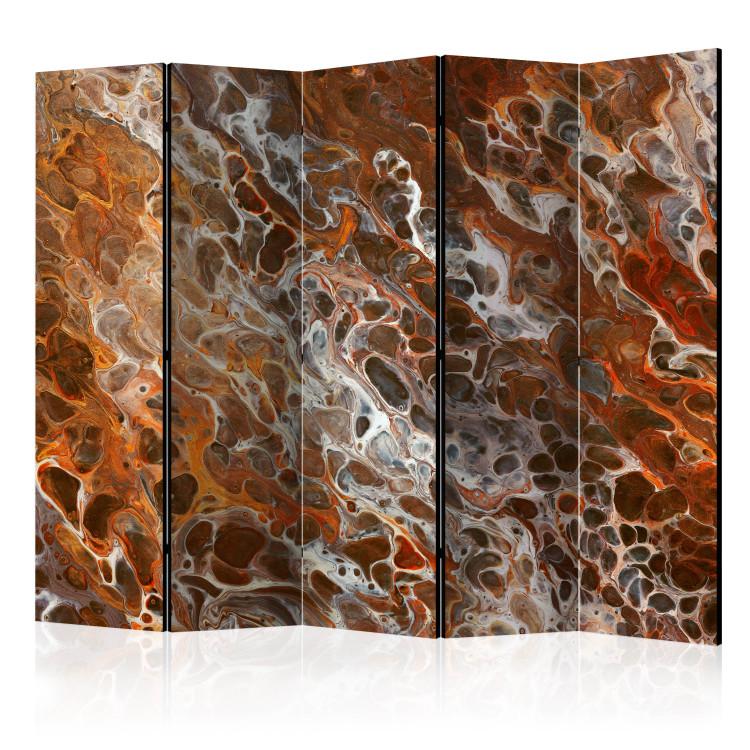 Room Divider Brown Craters II (5-piece) - artistic abstraction in brown