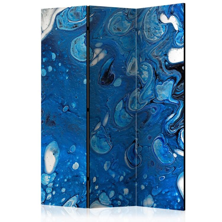 Room Divider Stream of Blue (3-piece) - artistic blue water abstraction