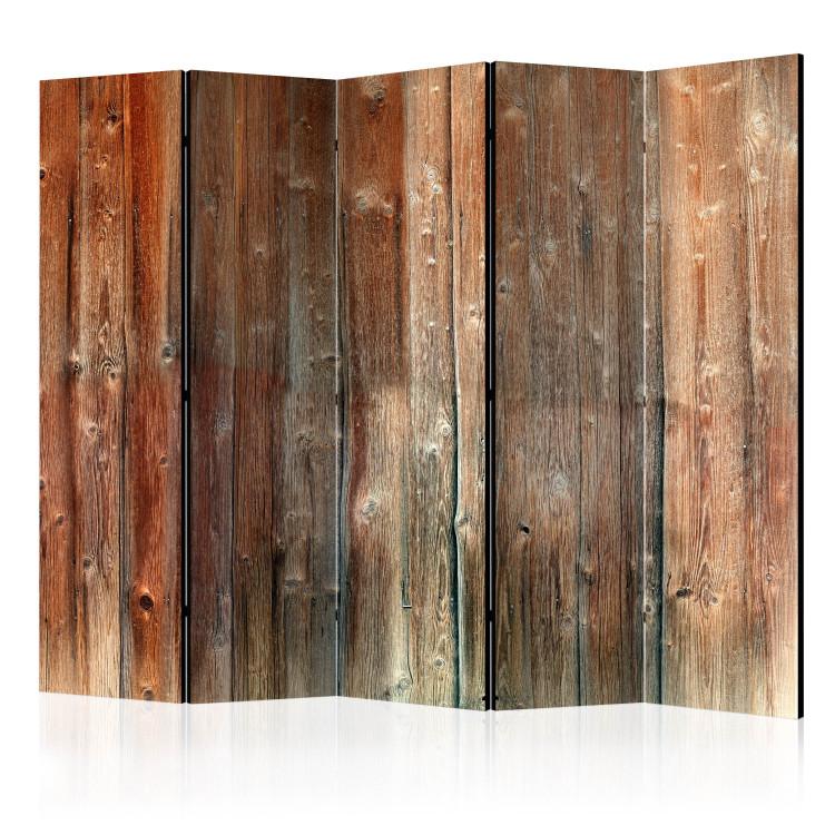 Room Divider Forest Cabin II (5-piece) - pattern in brown wood-like design
