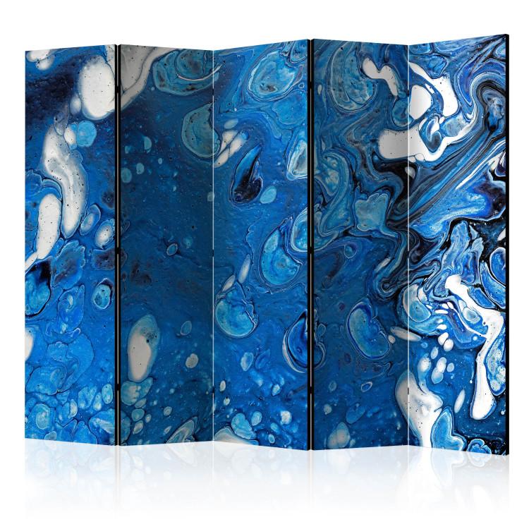 Room Divider Stream of Blue II (5-piece) - blue artistic abstraction