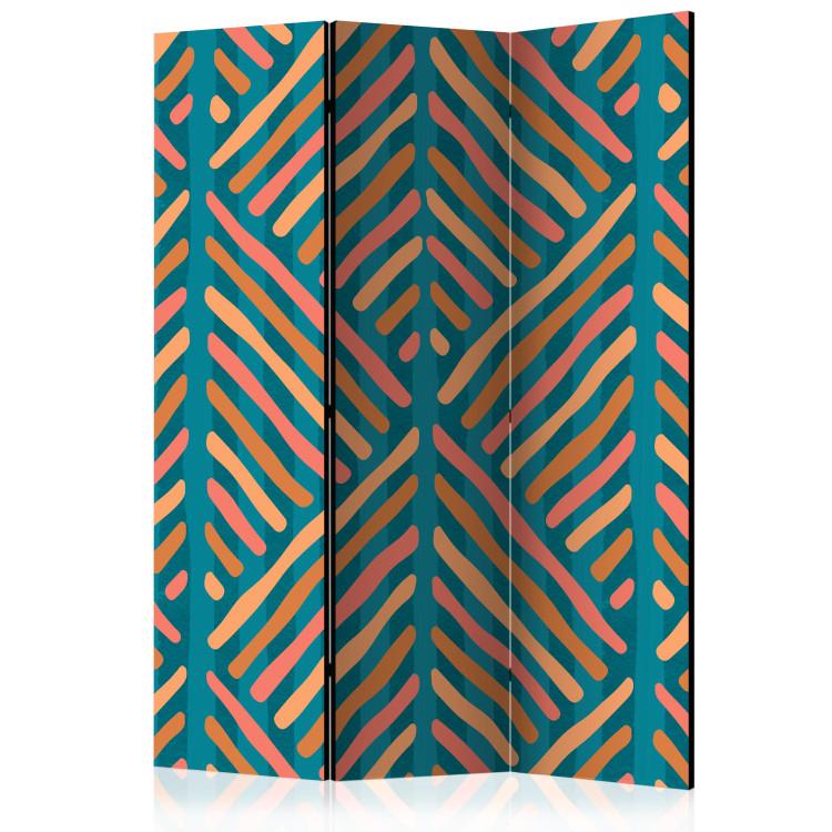Room Divider Ethnic Composition (3-piece) - unique pattern in beige and pink